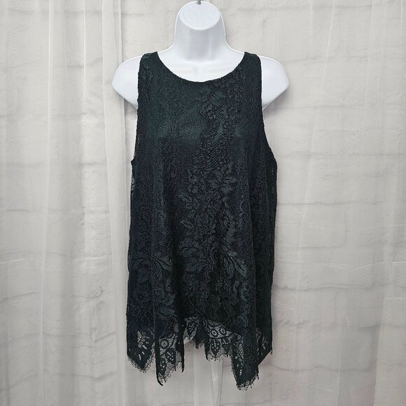 Apt. 9 Tank Green Lace Fairy Grunge Goth Floral Whimsigoth Boho L - Picture 1 of 12